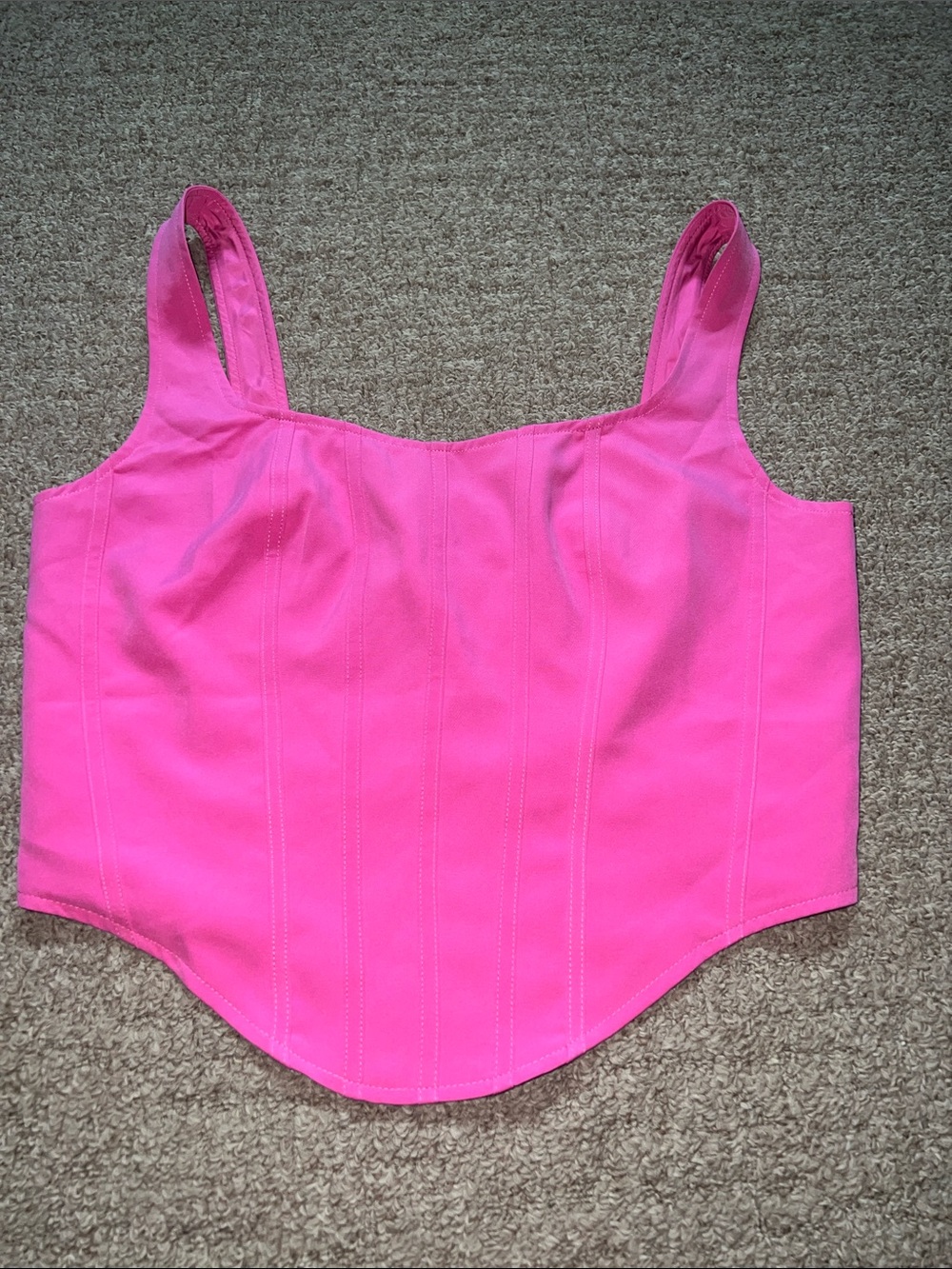 Sincerely Jules Corset Square Neckline Tank - Hot Pink Size Large